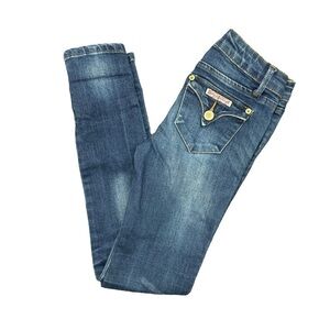 Hudson skinny jeans flap pockets stretch long inseam adjustable waist 10